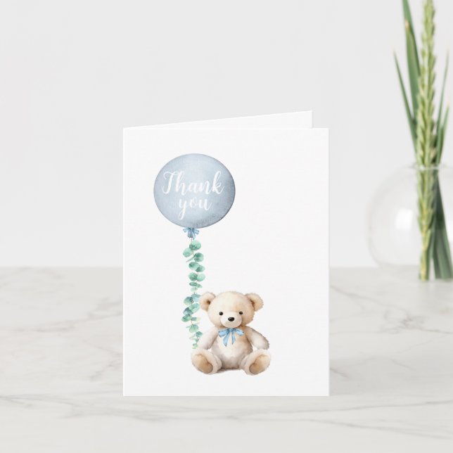 Tarjeta de agradecimiento de Teddy Bear Blue Baby  (Anverso)