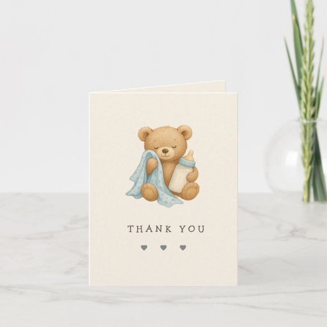 Tarjeta de agradecimiento de Teddy Bear Boy Baby S (Anverso)