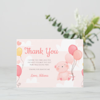 Tarjeta de agradecimiento de Teddy Bear Chica Baby