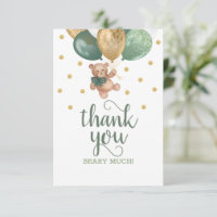 Tarjeta de agradecimiento de Teddy Bear Sage Green