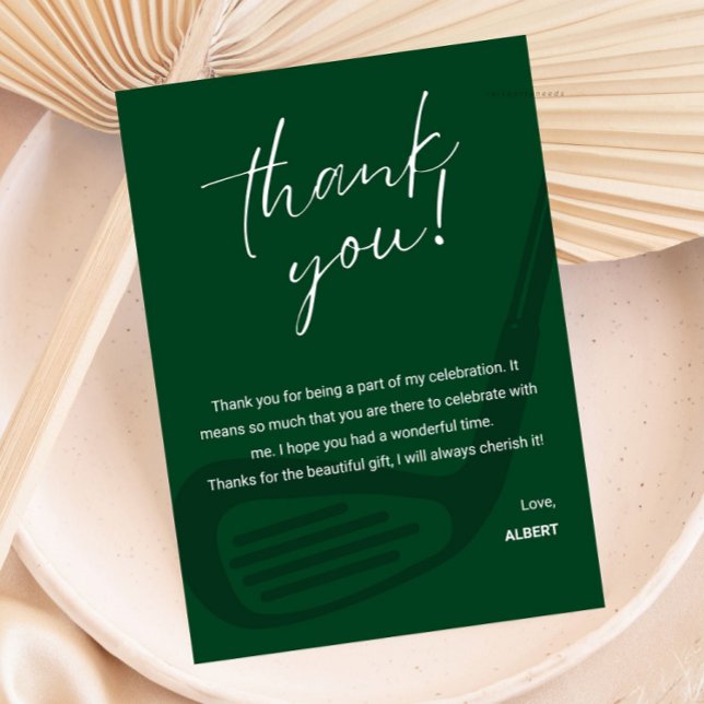Tarjeta de agradecimiento de tema de golf elegante (golf thank you card, golf birthday thank you, golf party thank you, golf theme card, golf appreciati)