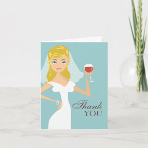 Tarjeta de agradecimiento de tema de vino de novia