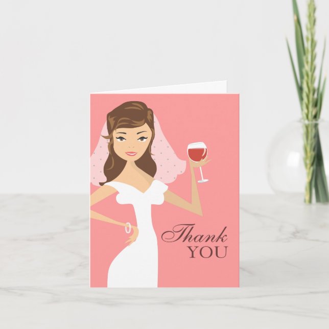 Tarjeta de agradecimiento de tema de vino de novia (Anverso)