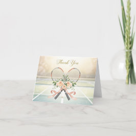 Tarjeta de agradecimiento de tenis con flores para