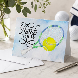Tarjeta de agradecimiento de tenis con pelota en l