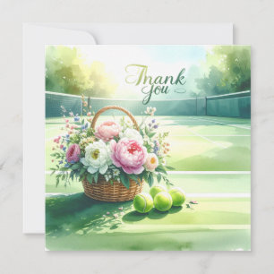 Tarjeta de agradecimiento de tenis con pelota en l