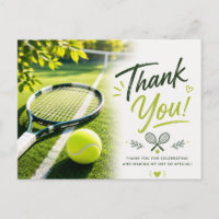 Tarjeta de agradecimiento de tenis con pelota para
