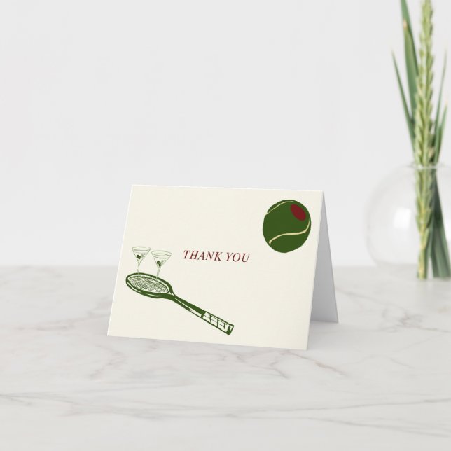 tarjeta de agradecimiento de tenis y martinis (Anverso)
