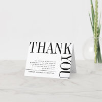 Tarjeta de agradecimiento de texto grande en blanc