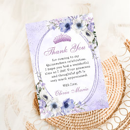 Tarjeta de agradecimiento de tiara floral de marip
