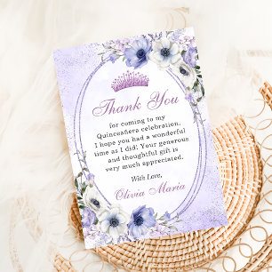 Tarjeta de agradecimiento de tiara floral de marip
