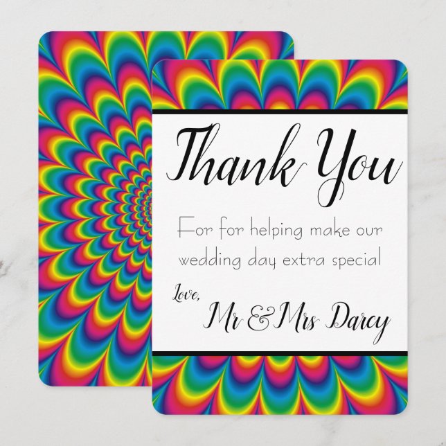 Tarjeta de agradecimiento de Tie Dye psicodélico (Anverso / Reverso)