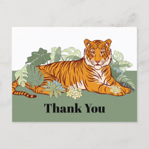 Tarjeta de agradecimiento de tigre, saludo animal 