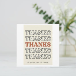 Tarjeta de agradecimiento de tipografía apilada re