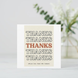 Tarjeta de agradecimiento de tipografía apilada re