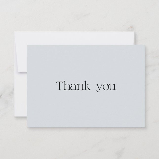 Tarjeta de agradecimiento de tipografía azul polvo (Anverso)