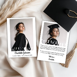 Tarjeta de agradecimiento de tipografía de graduac