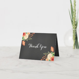Tarjeta de agradecimiento de tiza floral dulce