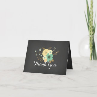 Tarjeta de agradecimiento de tiza floral dulce