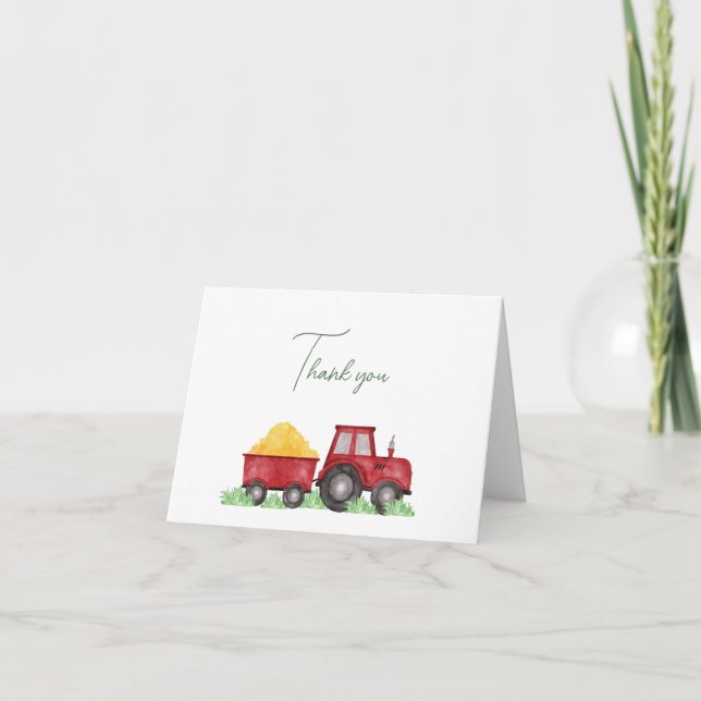 Tarjeta de agradecimiento de Tractor, cumpleaños d (Anverso)