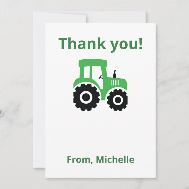 Tarjeta de agradecimiento de tractor editable para (Anverso)