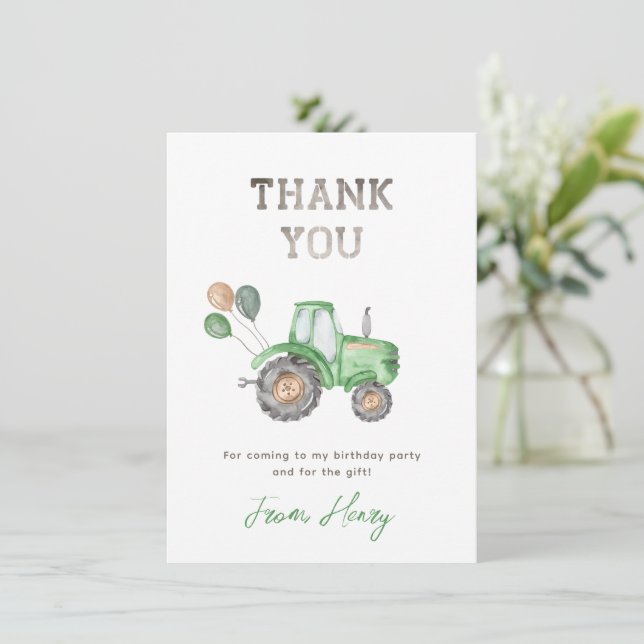 Tarjeta de agradecimiento de Tractor | Tractor Gra (Anverso de pie)