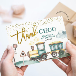 Tarjeta de agradecimiento de Train Boy 2 cumpleaño