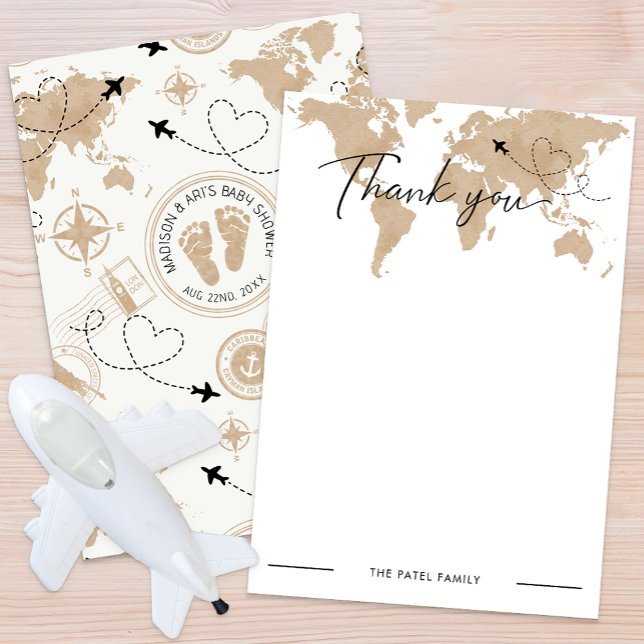 Tarjeta de agradecimiento de Travel Adventure Baby (Thank You Baby Shower Card)