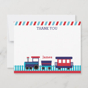 Tarjeta de agradecimiento de tren - Azul marino y 
