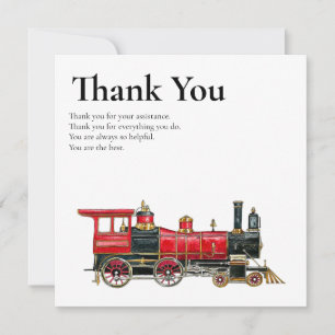 Tarjeta de agradecimiento de tren vintage estético