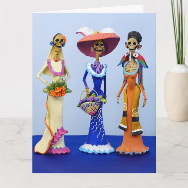 Tarjeta de agradecimiento de tres Catrinas brillan (Anverso)