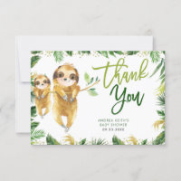 Tarjeta de agradecimiento de Tropical Boy Sloth Ba