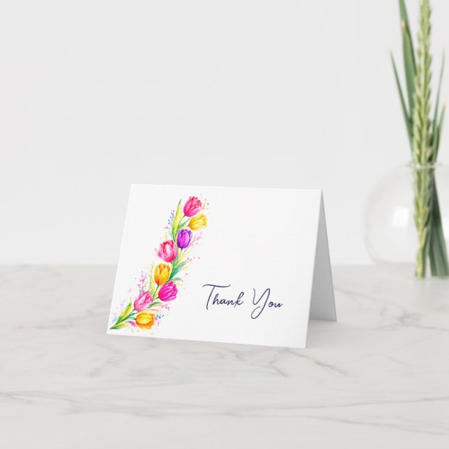 Tarjeta de agradecimiento de tulipán acuarela (Anverso)