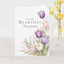 Tarjeta de agradecimiento de tulipán elegante en a