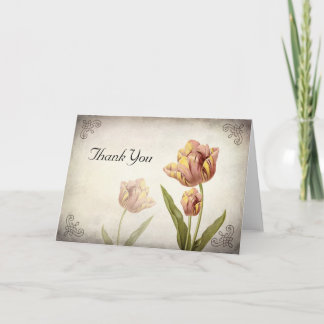 Tarjeta de agradecimiento de tulipán loro rosa