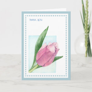 Tarjeta de agradecimiento de tulipán rosado