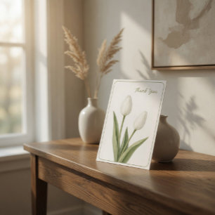 Tarjeta de agradecimiento de tulipanes blancos par