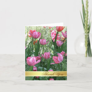 Tarjeta de agradecimiento de tulipanes rosados al 