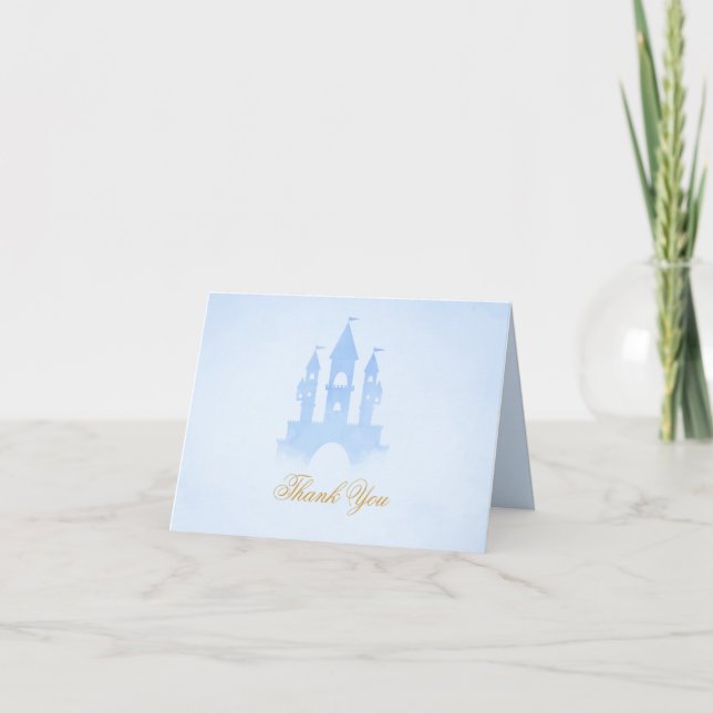 Tarjeta De Agradecimiento De Una Vez, Fairytale Castle Boy Baby Shower (Anverso)