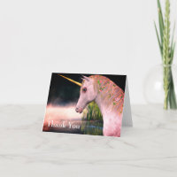 Tarjeta de agradecimiento de Unicornio Blanco y Fa