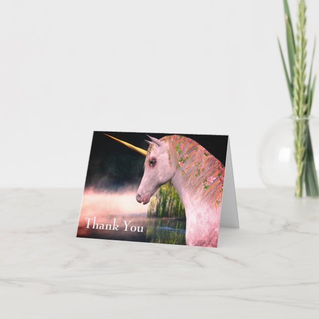 Tarjeta de agradecimiento de Unicornio Blanco y Fa (Anverso)