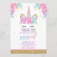 Tarjeta de agradecimiento de Unicornio Mágico Fies