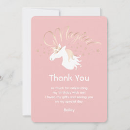 Tarjeta de agradecimiento de Unicornio Mágico Rosa