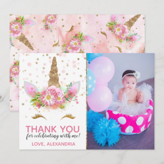 Tarjeta de agradecimiento de Unicornios en Bloom