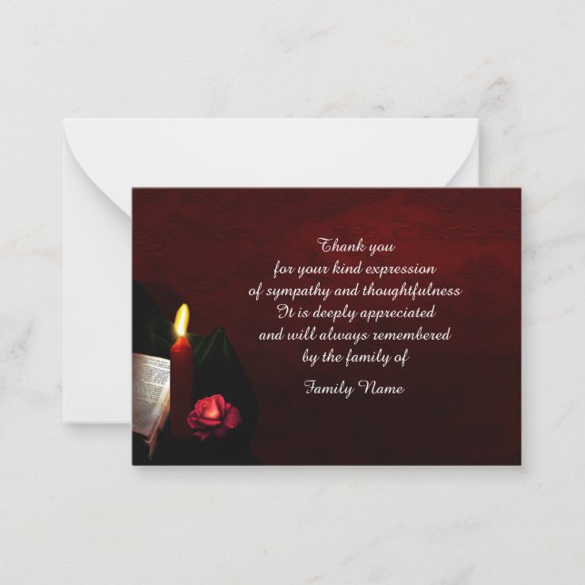Tarjeta de agradecimiento de Vela de Flor Roja (Anverso)