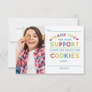 Tarjeta de agradecimiento de ventas de cookies