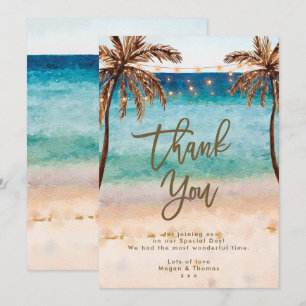 tarjeta de agradecimiento de verano de playa tropi