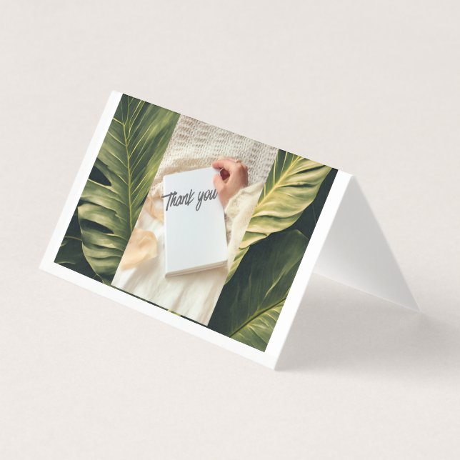 Tarjeta de agradecimiento de verde botánico con pi (Anverso)