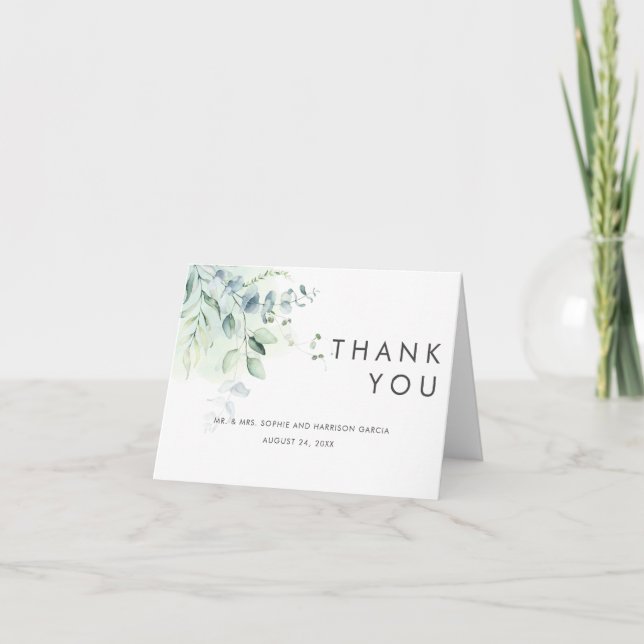 Tarjeta de agradecimiento de verde salvia eucalipt (Anverso)