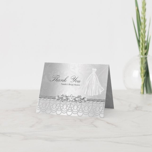 Tarjeta de agradecimiento de vestido de novia y jo (Anverso)